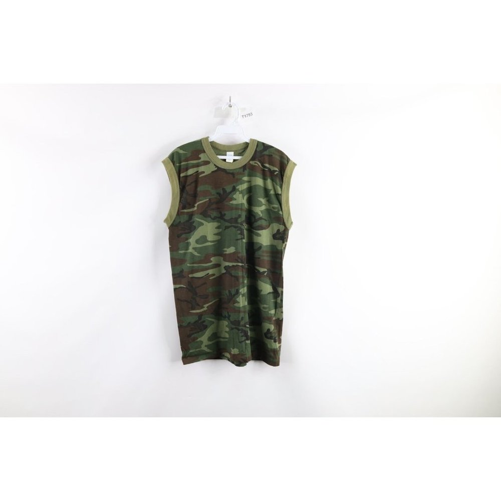 Vintage 90s Streetwear Mens Size XL Blank Camouflage Sleeveless T-Shirt USA